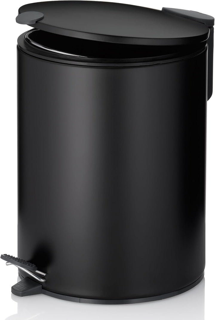 kela Kosmetikeimer schwarz matt 5l, Silent-Close-Deckel, Tretmülleimer Badezimmer MATS, Badmülleimer