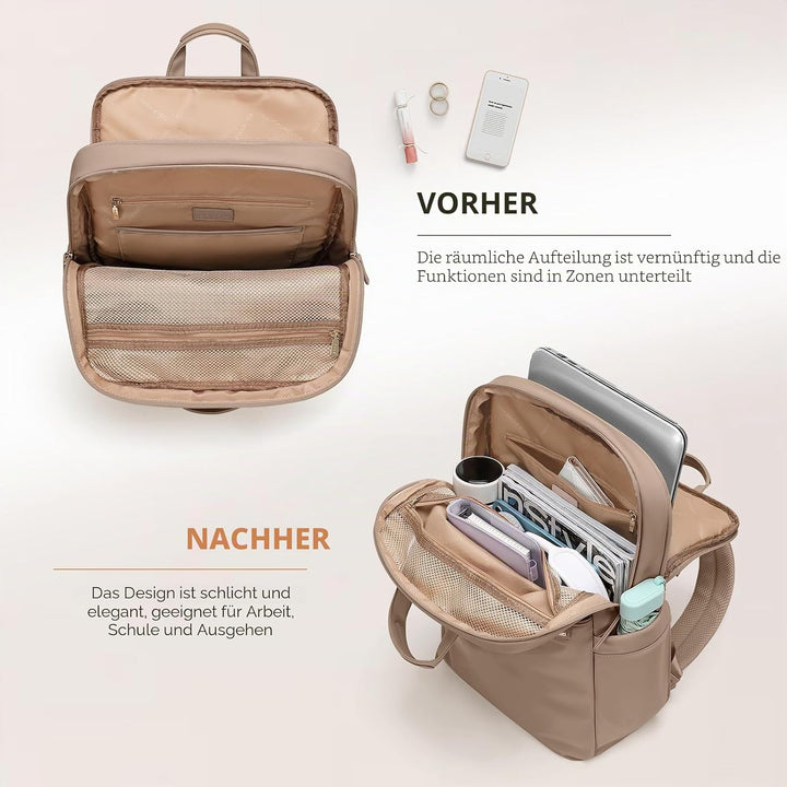 Schlanker Laptop-Rucksack für Damen, leichter Business-Rucksack für Damen, Computertasche, Geldbörse