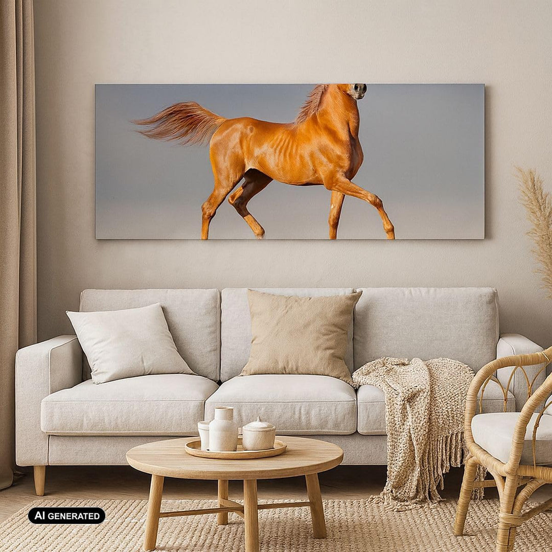 Wandbilder Dekoration Wohnzimmer Tiere Pferd Galopp Geschwindigkeit Bilder auf Leinwand 120x50cm Lei