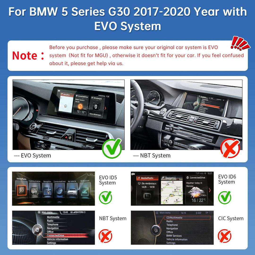 Road Top 12,3 Zoll Autoradio Carplay für BMW 5er G30 mit EVO (2017-2020)