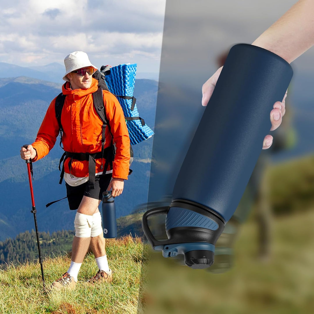 Fjbottle Edelstahl Trinkflasche Sport mit Magnetischem Deckel 1L, 800ml, 600ml, 400ml BPA-Frei Ausla