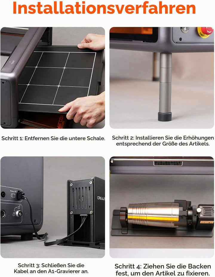 Creality Rotary Roller Pro Kit – Laser-Rotationswalzen für Falcon A1 Lasergravierer mit Erhöhungen,