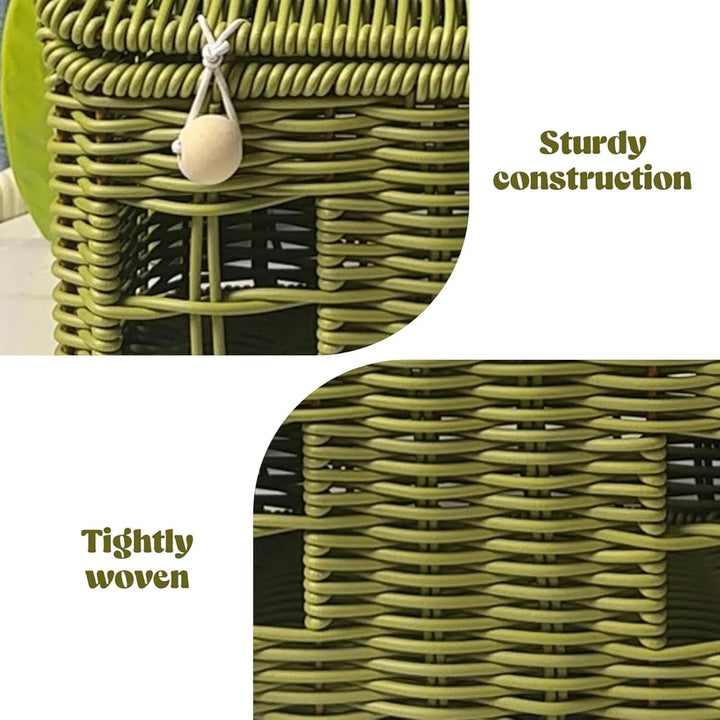 Easter Basket - Woven House Picnic Basket, Multipurpose Storage with Handle and Lid, Decorative Cont