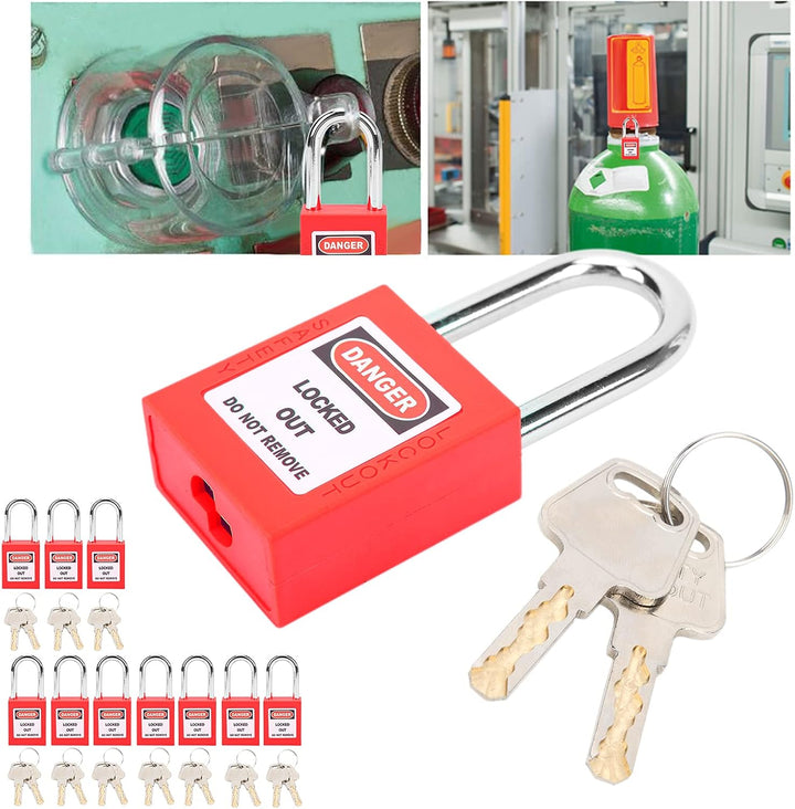 Sicherheits Vorhängeschlösser Set, 10er, 38 Mm, Sicherheitsverriegelung, Nylon-Verriegelung, Tag-Out