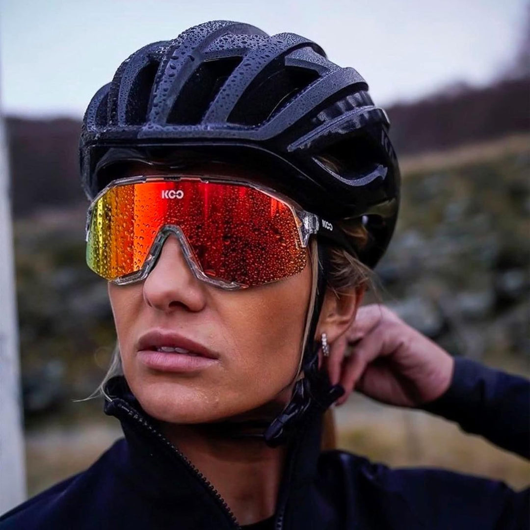KOO Demos Sunglasses I Performance Eyewear for Road, MTB Cyclists &amp; Cyclocross Sports Kristall Rot,