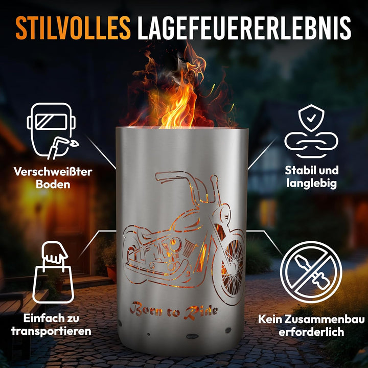 Coole Feuertonne/Feuerkorb mit Motiv Born to Ride