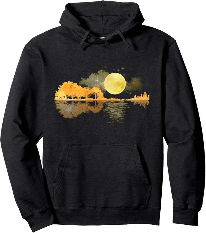 Gitarre Natur Mond Retro Style Gitarrist Geschenk Pullover Hoodie