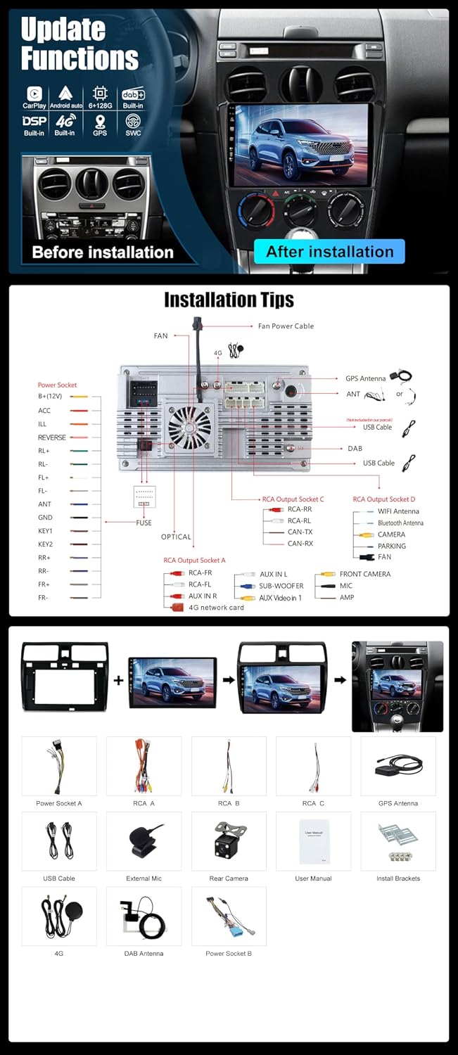 Eingebaut 4G LTE &amp; DAB | Android 14 QLED Autoradio für Suzuki Swift (2005-2016) |6G+128G | Carplay &amp;