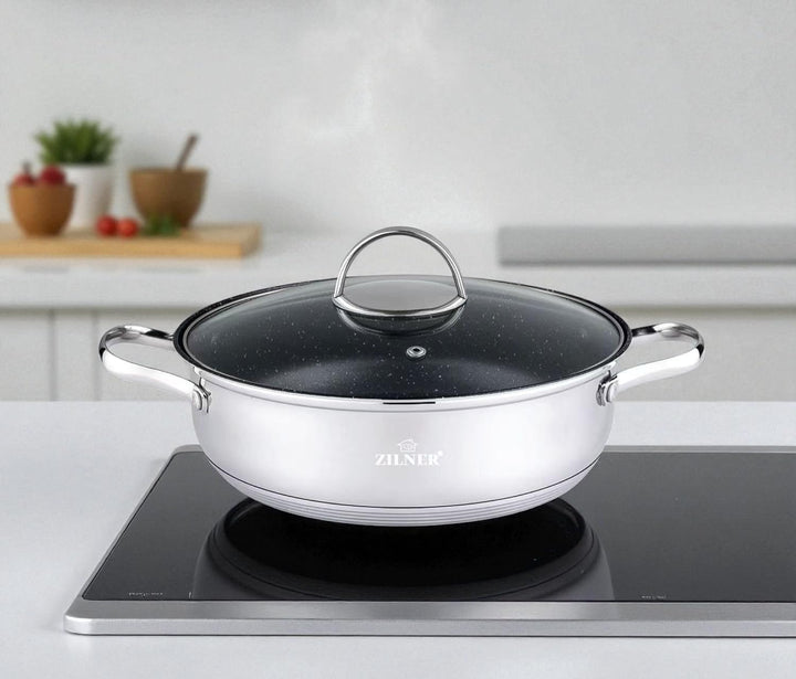 Topf Kochtopf 22 cm 2,6 L Edelstahl Marmorbeschichtung PFOA-frei 22cm, 22cm