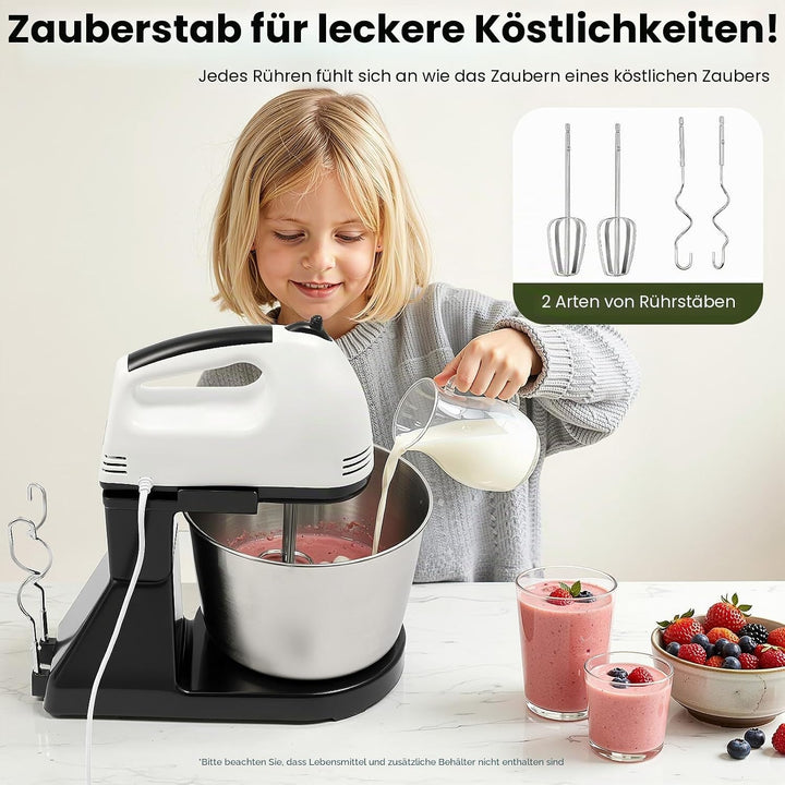 1.7L Küchenmaschine Elektrisches Knetmaschine Rührmaschine Standmixer 7-Gang Teig Rührmaschine Stabm