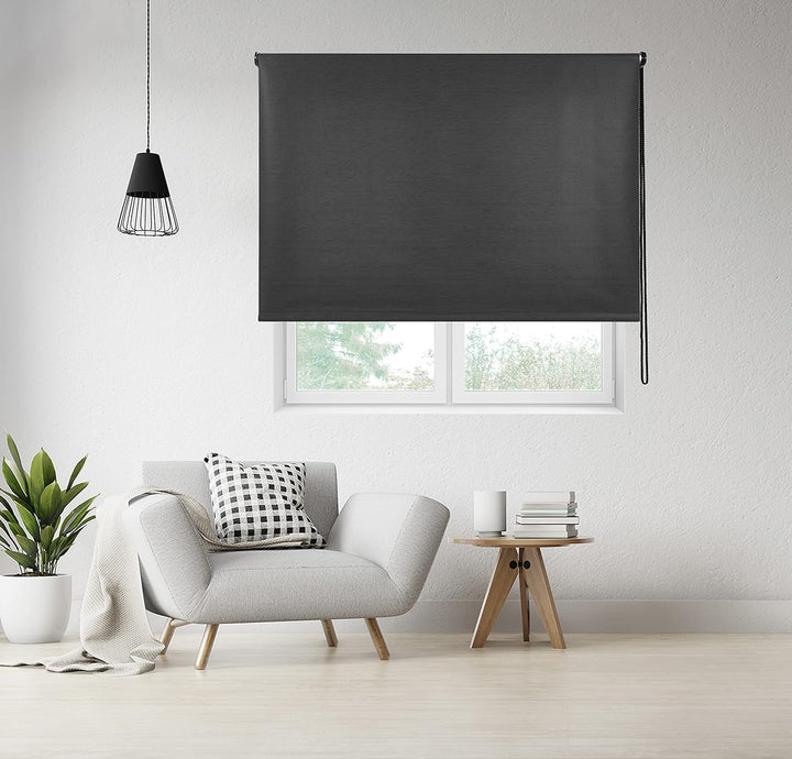 Blindecor Ara Premium | Hochwertiges durchscheinendes glattes Rollo - Anthrazitgrau, 80 x 190 cm (Bx