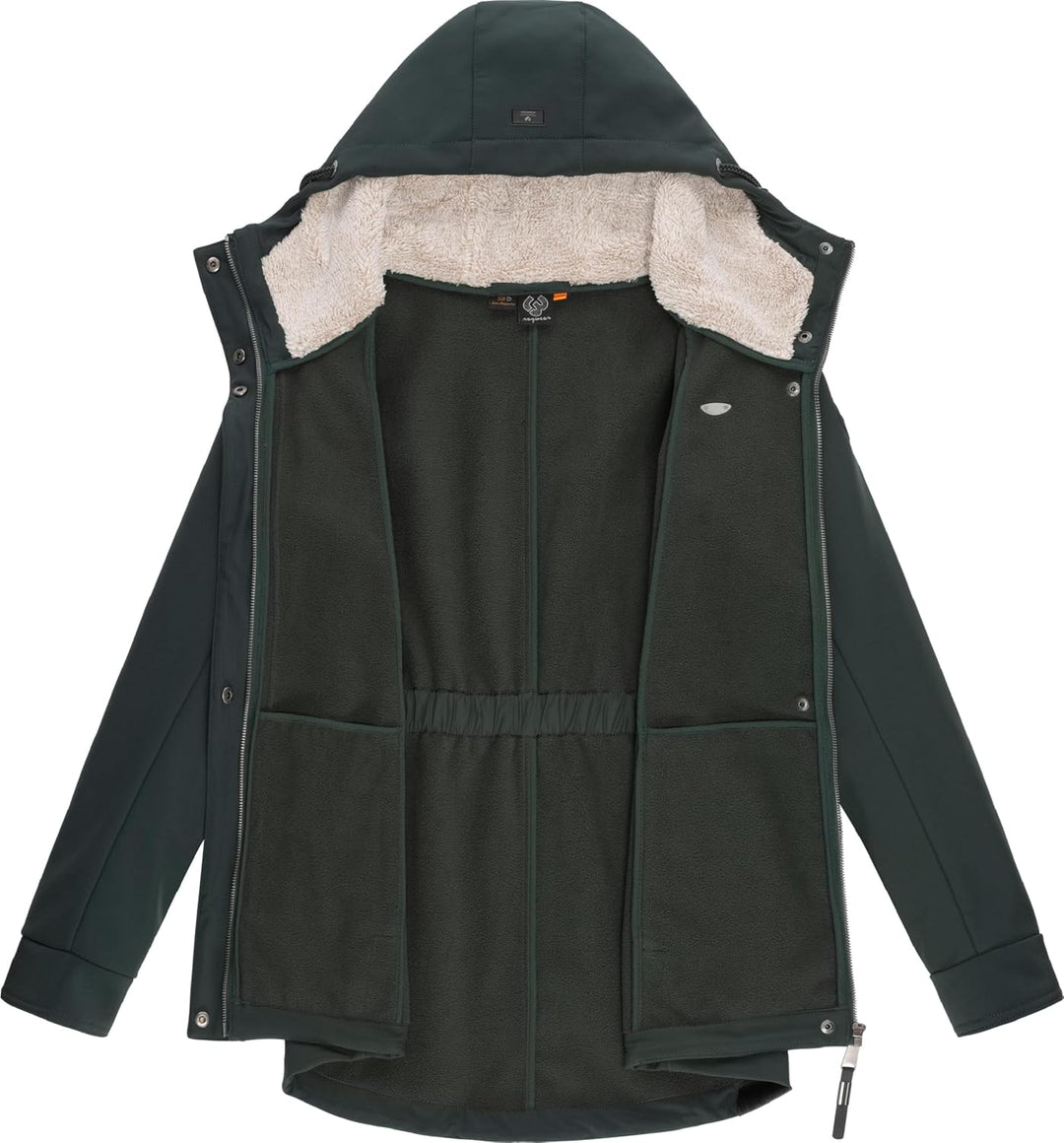 Ragwear Damen Übergangsjacke Funktionsjacke Softshelljacke wasserabweisend mit Kapuze Monadde Softsh