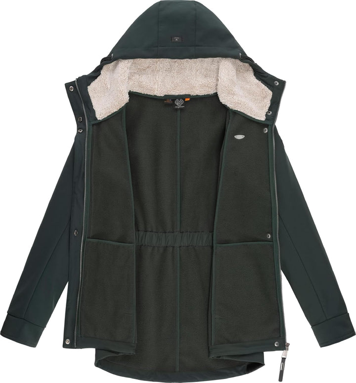 Ragwear Damen Übergangsjacke Funktionsjacke Softshelljacke wasserabweisend mit Kapuze Monadde Softsh