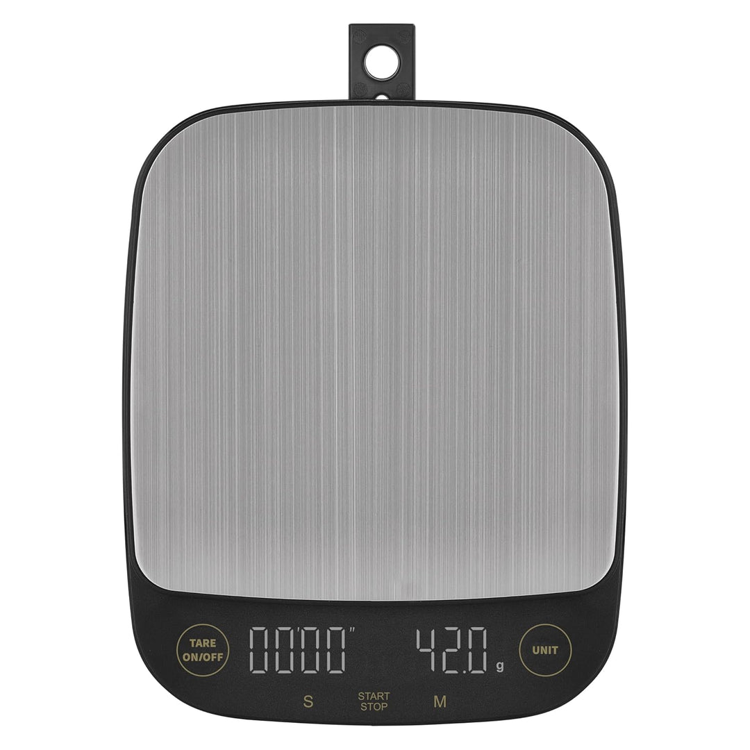 EMOS - digitale Kaffeewaage aus Edelstahl - Küchenwaage für Barista - 3kg Maximalgewicht, 0,1g Präzi