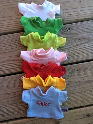 personalisiertes T-Shirt Gr. 20 cm für mini Puppen Teddy Kuscheltier Plüschie Puppenkleidung handmad