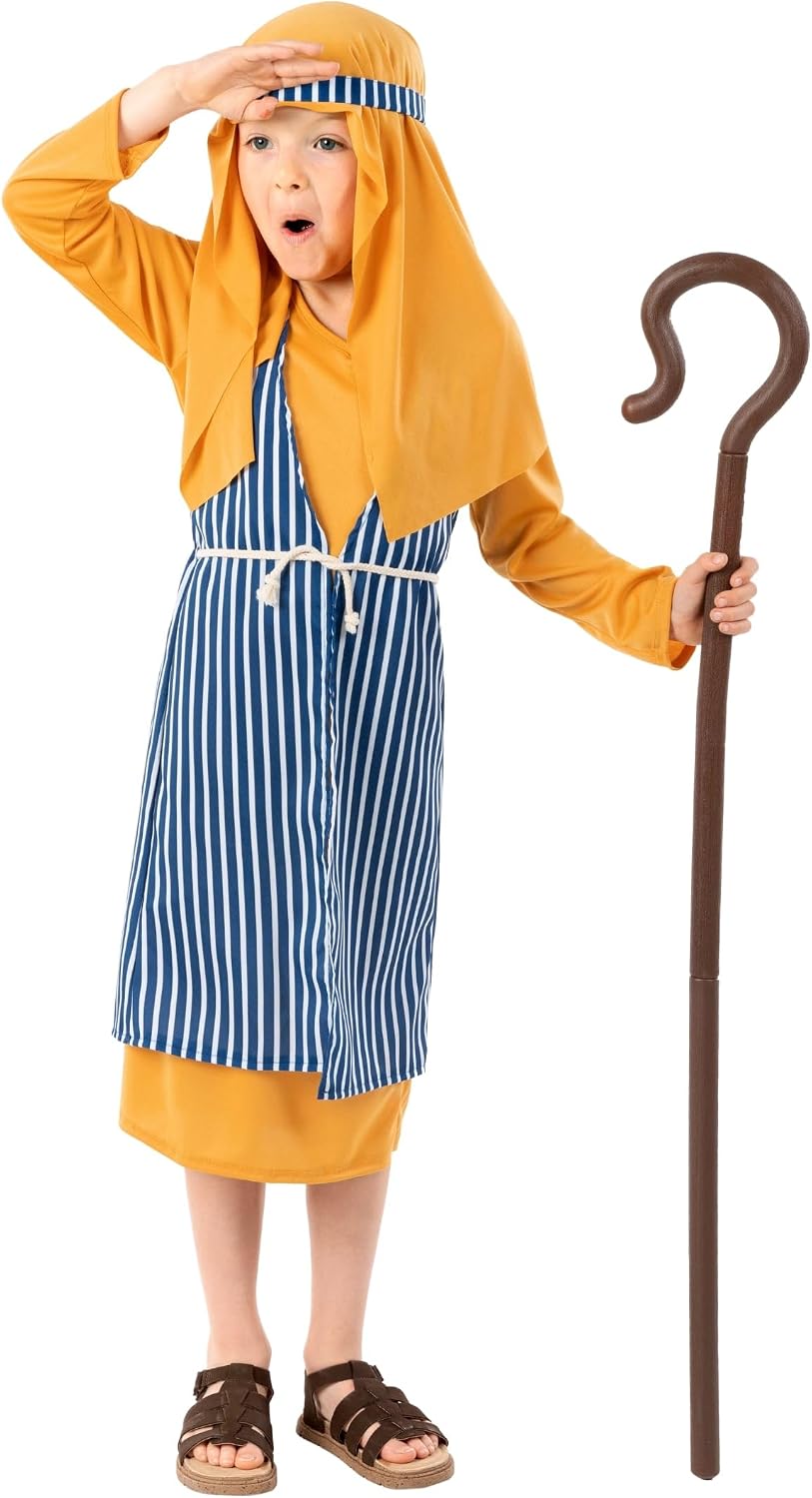 Fun Shack Hirtenkostüm Kinder, Krippenspiel Halloween Kostüm Kinder M Gold, M Gold