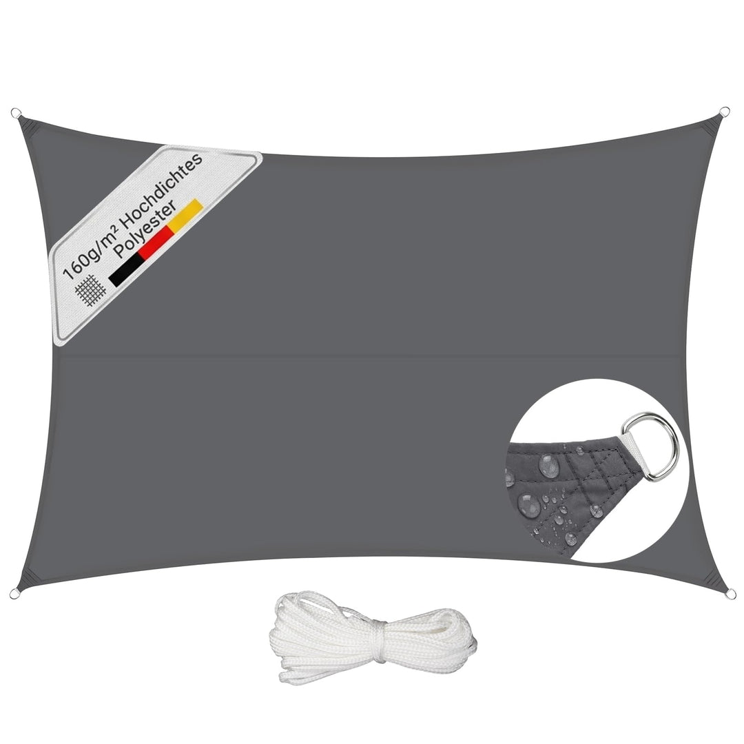 Sunula Sonnensegel Wasserdicht 3x5m Rechteckig – hochdichtes PES 160g/m², mit umlaufendem Gurtband &amp;