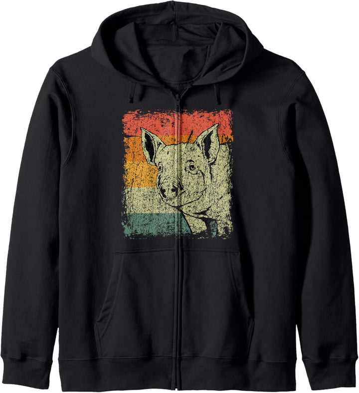 Retro Schweine Bauer Geschenk Vintage Schwein Kapuzenjacke