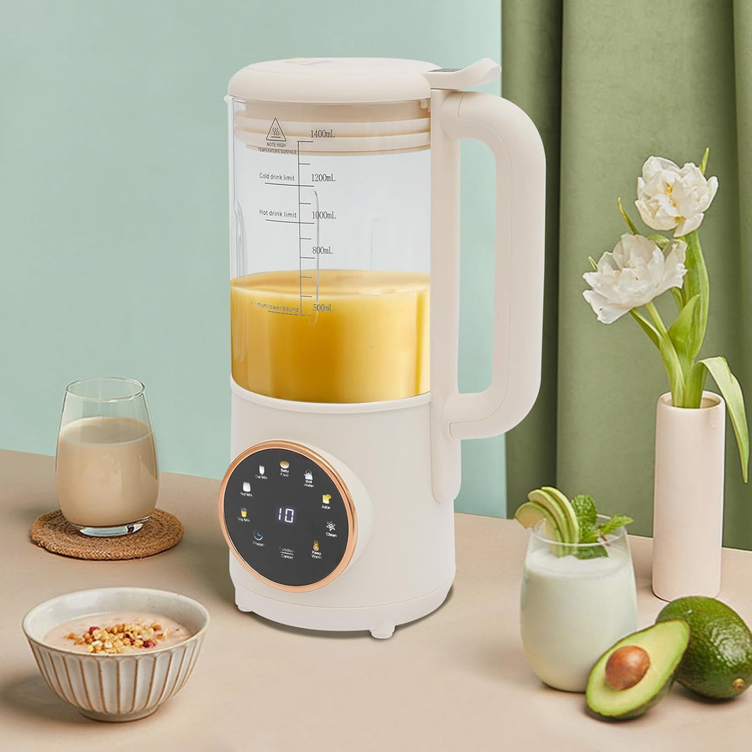1.4L Automatische Sojamilchmaschine I Nussmilchmaschine mit 24h Timer, Selbstreinigung, 600W, 16 Kli