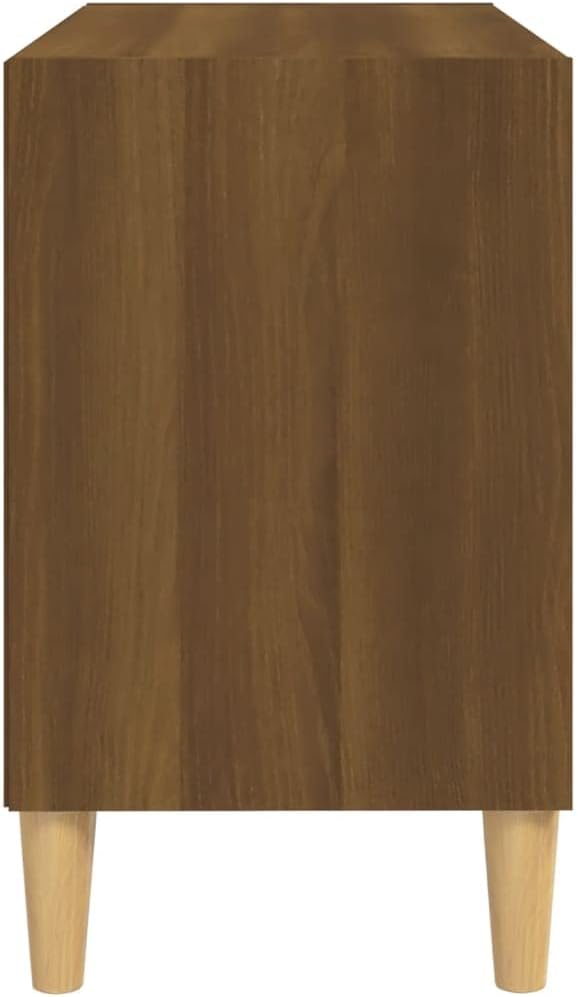 homiuse TV-Schrank mit Massivholz-Beinen Braun Eiche-Optik 69,5x30x50cm TV Board Hochglanz Fernsehsc