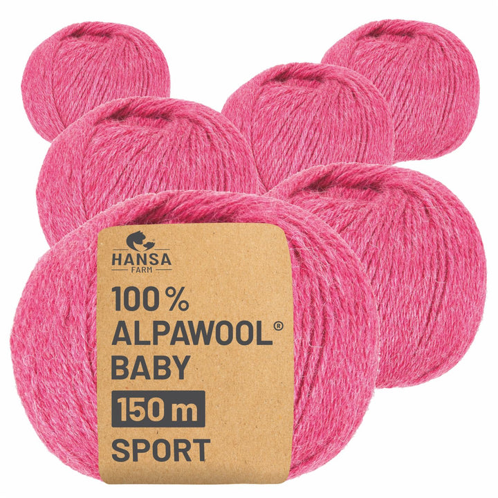 HANSA-FARM | 100% Baby Alpakawolle in 50+ Farben (kratzfrei) - 300g Set (6 x 50g) - weiche Alpaka Wo