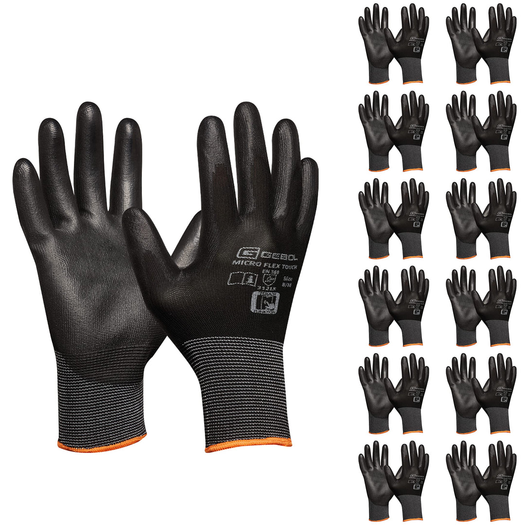 Gebol Micro Flex Touch 12er Set | Arbeitshandschuhe mit Touchfunktion | leichte Schutzhandschuhe mit