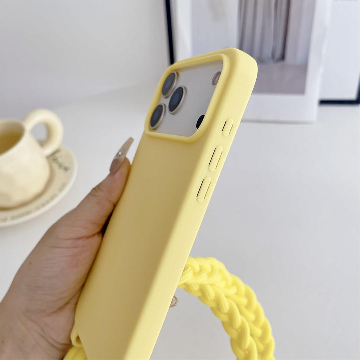 Emlivi Handykette Hülle für iPhone 17 Pro Necklace Handyhülle Nylon Schultergurt Liquid Silikon TPU