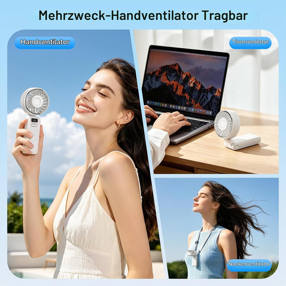 gabless Handventilator, Tragbarer Mini Ventilator Klein Wiederaufladbar Handventilator Akku Aufladba