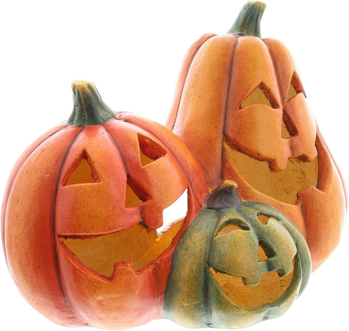 Dekoleidenschaft Dekofigur Kürbistrio Smile 35 cm breit, Outdoor Herbstdeko wetterfest, Windlicht, H