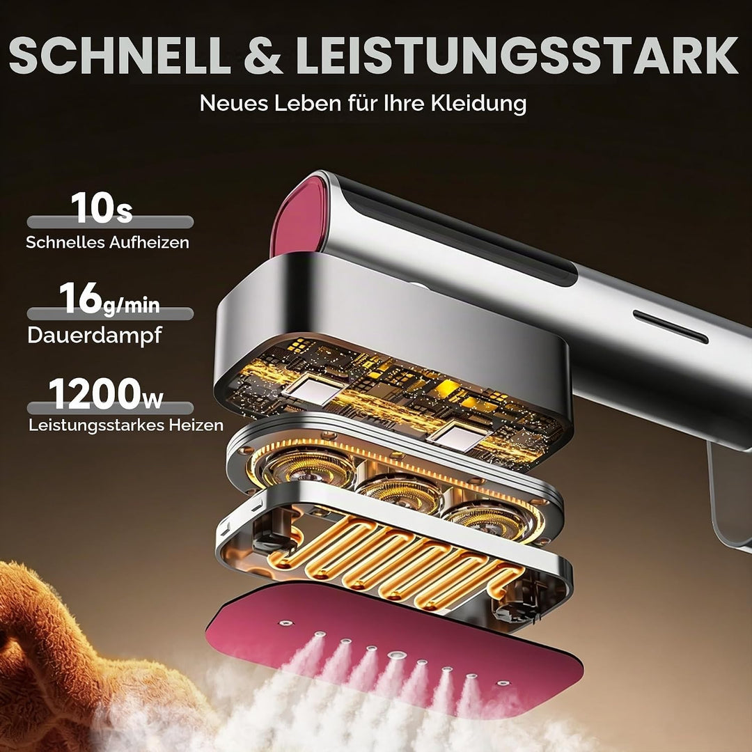 KingSom Steamer Dampfglätter, Tragbarer Dampfbügeleisen mit 220ml Wassertank, 6 Modi Dampfbürste mit