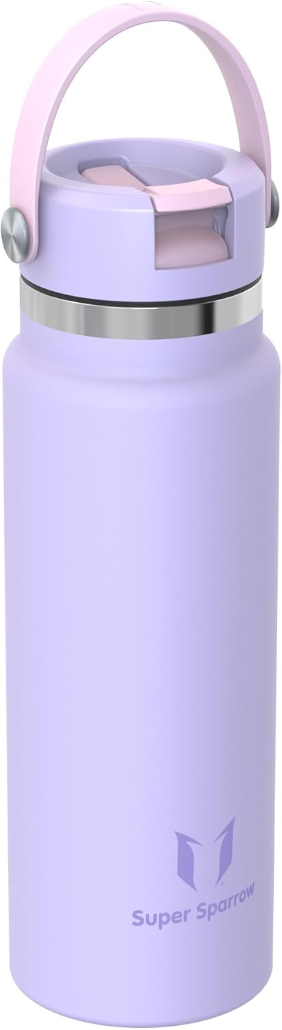 Sparrow Trinkflasche Edelstahl 1000ml - Weiter Öffnung SwivelSip Thermosflasche mit Strohhalm - BPA-
