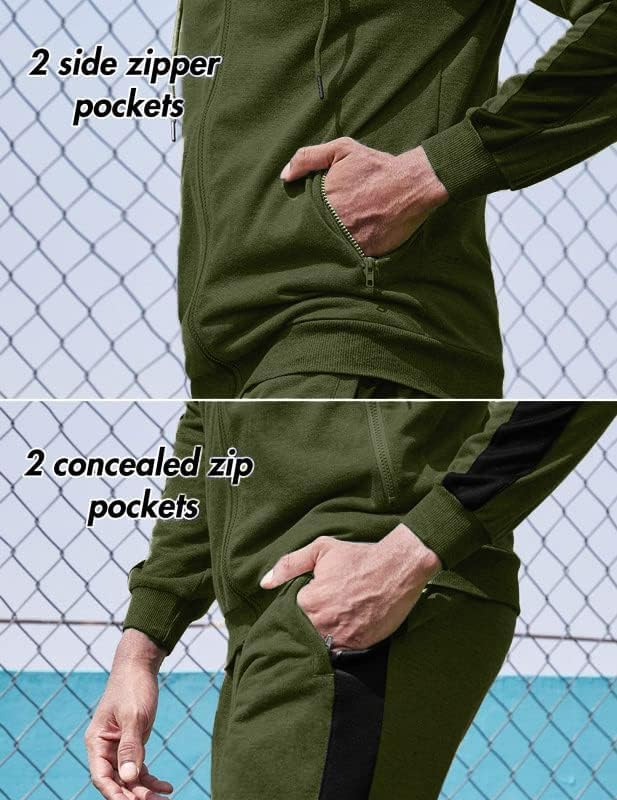 COOFANDY Trainingsanzug Herren Jogginganzug Tracksuit Sportanzug Jogginghose mit Hoodie Kapuze Set X