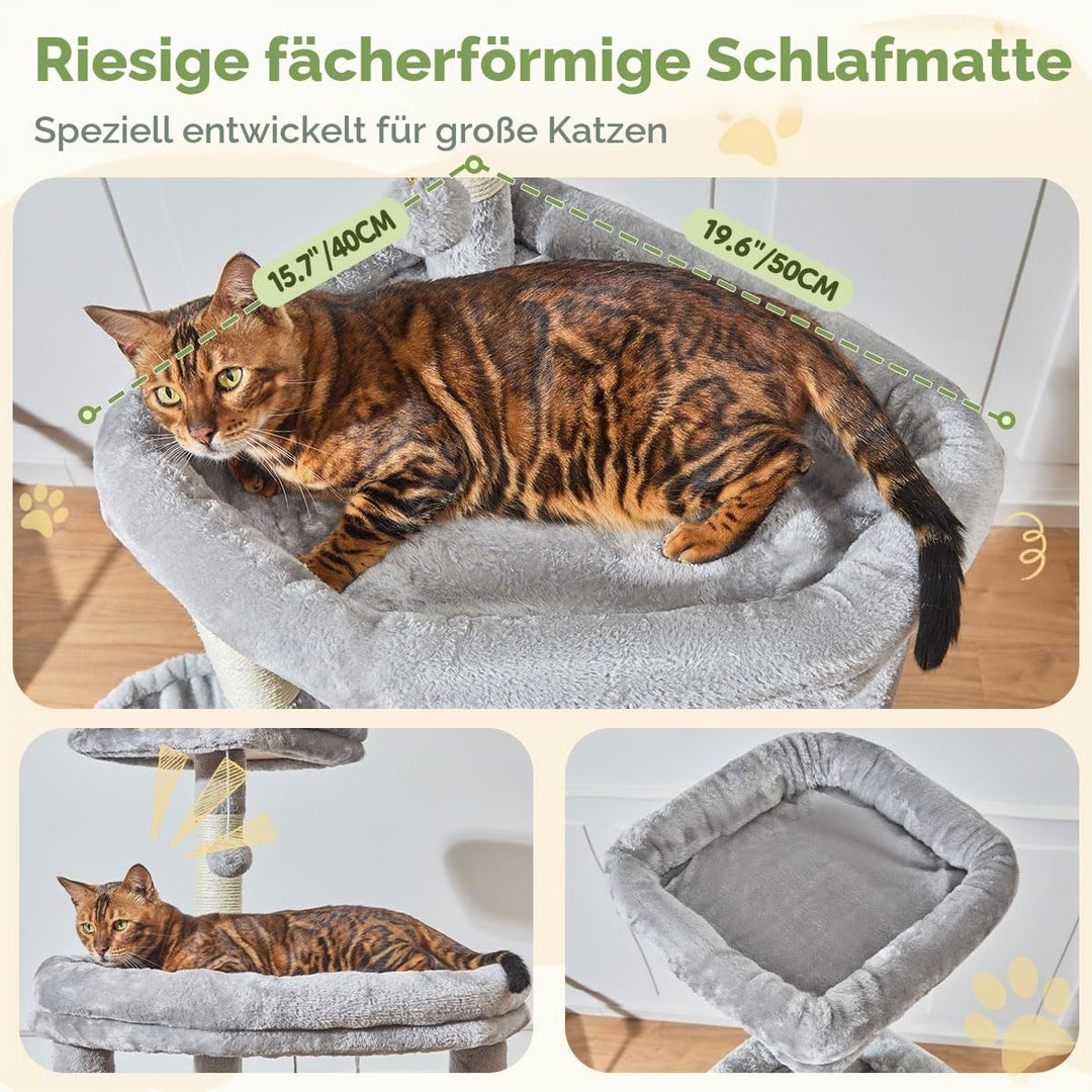 Taoqimiao 183cm Kratzbaum XXL, Grosser Katzenbaum Für Grosse Katzen, MS045W Hellgrau, Hellgrau