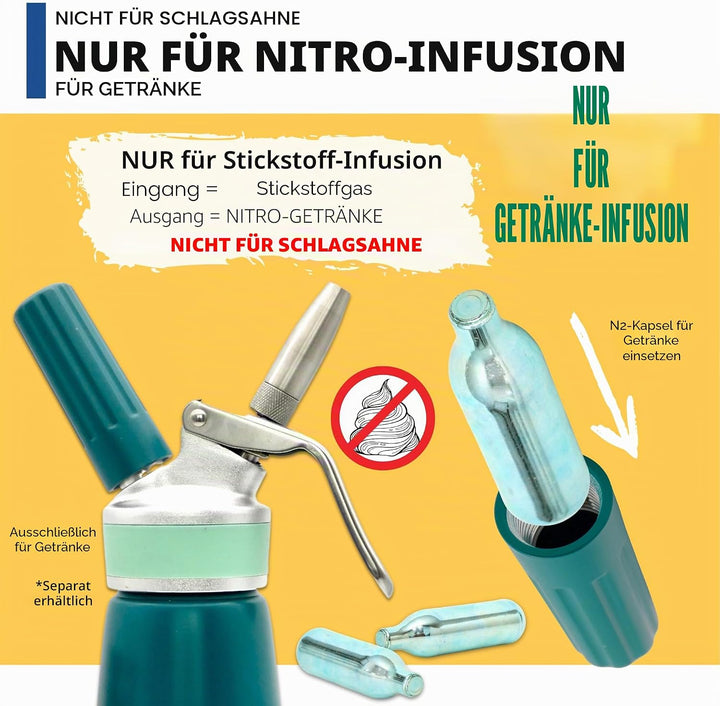 ICO Premium Stickstoff Kartuschen 10er Pack - N2 Kartuschen für Nitro Cold Brew Kaffee, Cocktails &amp;