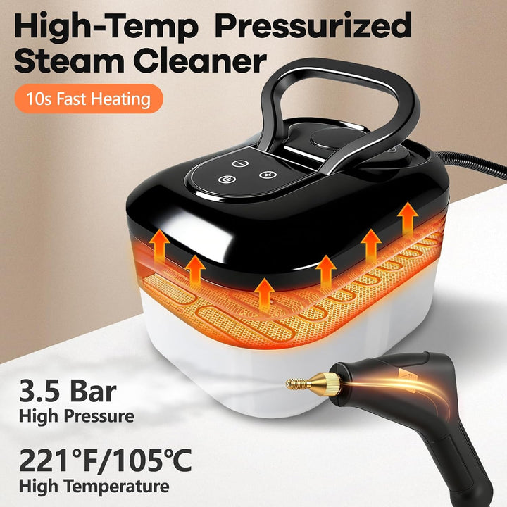 Dampfreiniger 2500W Dampfreiniger Handgerät mit 1.8L Wassertank Schwarz, Schwarz