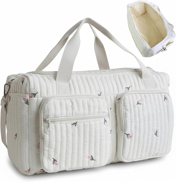 Baby-Wickeltaschen mit Wickelstation, Mama-Baby-Reisetasche – gesteppte Wickeltasche mit grossem Fas