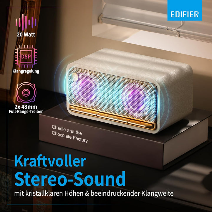 Edifier MP230 - Tragbarer Bluetooth-Lautsprecher im Retro-Design, kabellos. Wiedergabe über Bluetoot