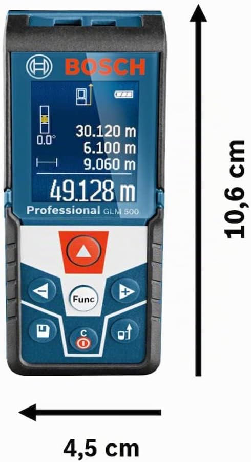Bosch Laser Entfernungsmesser GLM 500 (Arbeitsbereich: 0,05–50 m, Neigungswinkel: 0–360°, Messgenaui