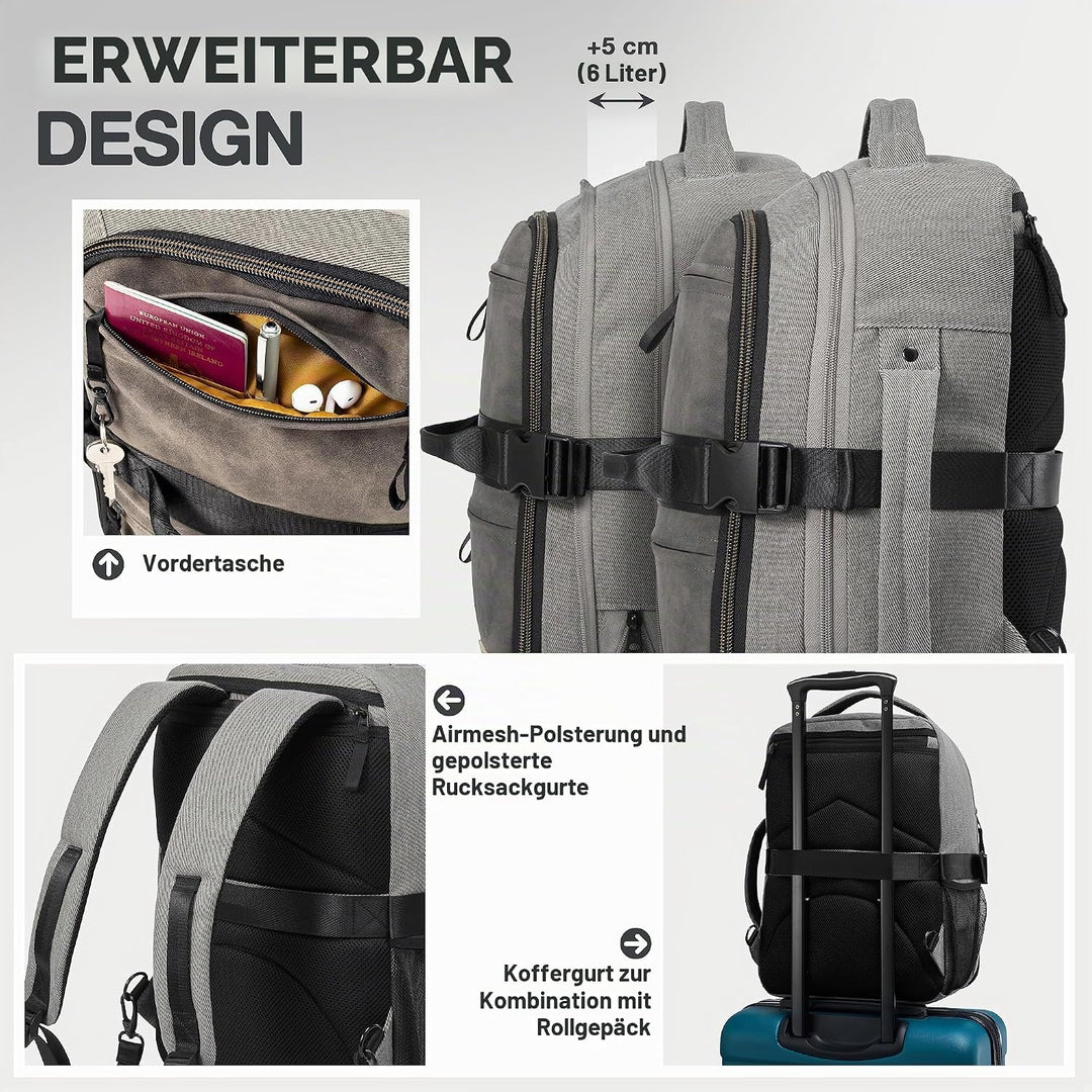 Cabin Max Handgepäck Rucksack Reiserucksack Ryanair Handgepäck 40x30x20 24L 40x30x20cm Grau Bp, 40x3