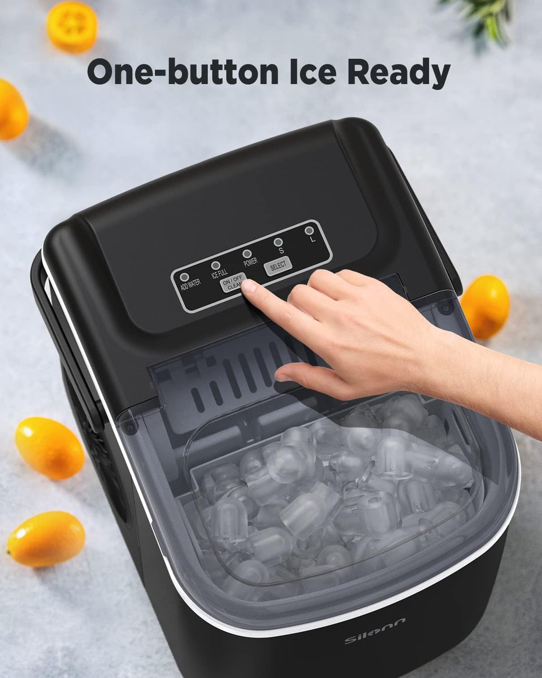 Silonn Eiswürfelmaschine, Eiswürfelbereiter 12 kg/24h, 9 Eiswürfel in 6 Min, 2 Grössen, Selbstreinig