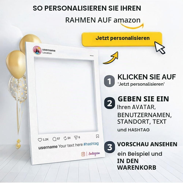 LARGE FORMAT Personalisierter Selfie-Rahmen | Rahmen für Partys und Firmenveranstaltungen (70_x_100_