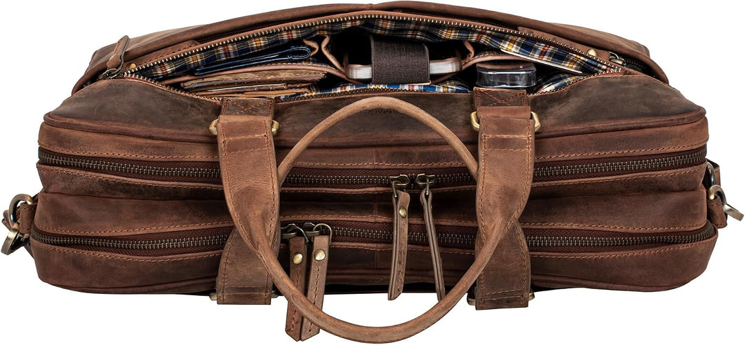 Marc Peter Laptoptasche Dallas I Leder Umhängetasche für 15.6 zoll Laptop I Aktentasche für Notebook