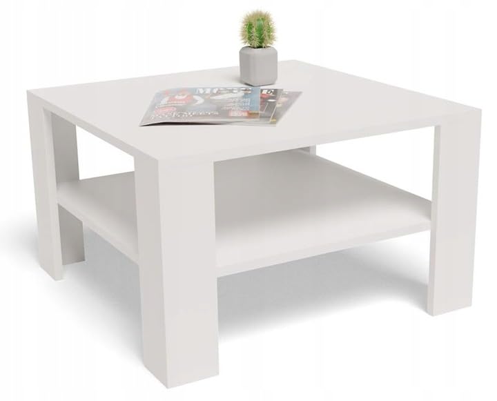 MATKAM Elegante Couchtisch 68x68 cm NIEDRIG EX3, Minimalistisches Design, ideal für Wohn- und Arbeit
