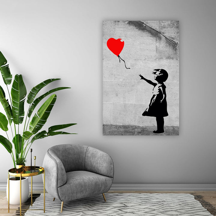 Leinwandbild (20x30cm) Banksy: Balloon Girl (Mädchen mit Luftballon) Street Art Klassiker, Leinwand