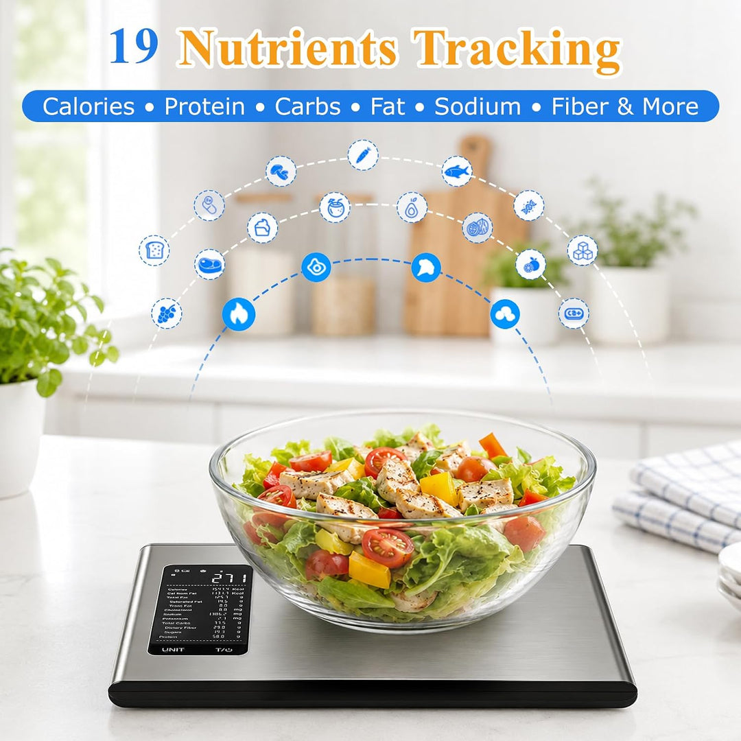 Smarte Küchenwaage mit Nährwertrechner &amp; App, max. 10 kg Tragkraft