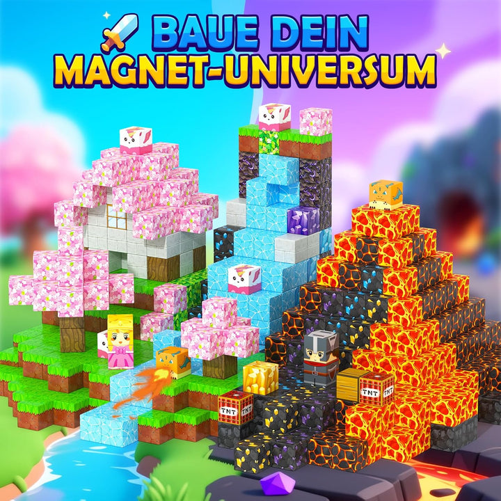 Magnetische Bausteine- Magnetbausteine Magnetspielzeug, 154 Teile Magnetische Bauwelt Spielzeug, Bau