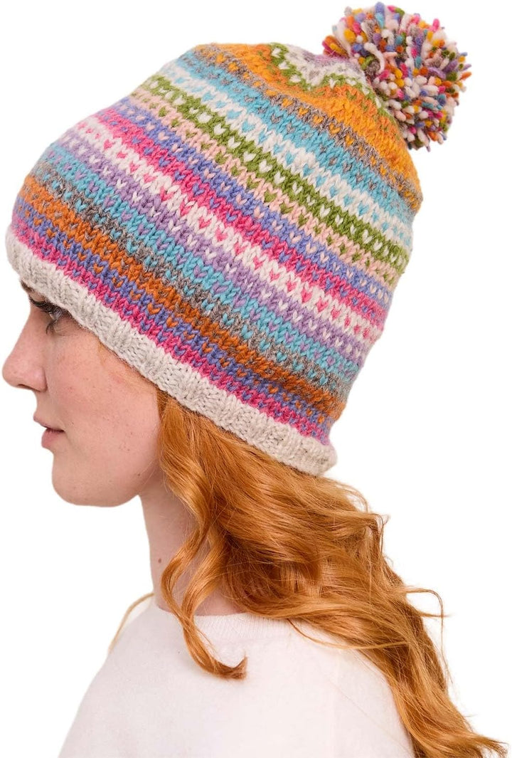 Pachamama Villarica Bommelmütze, 100% Wolle, Mehrfarbig