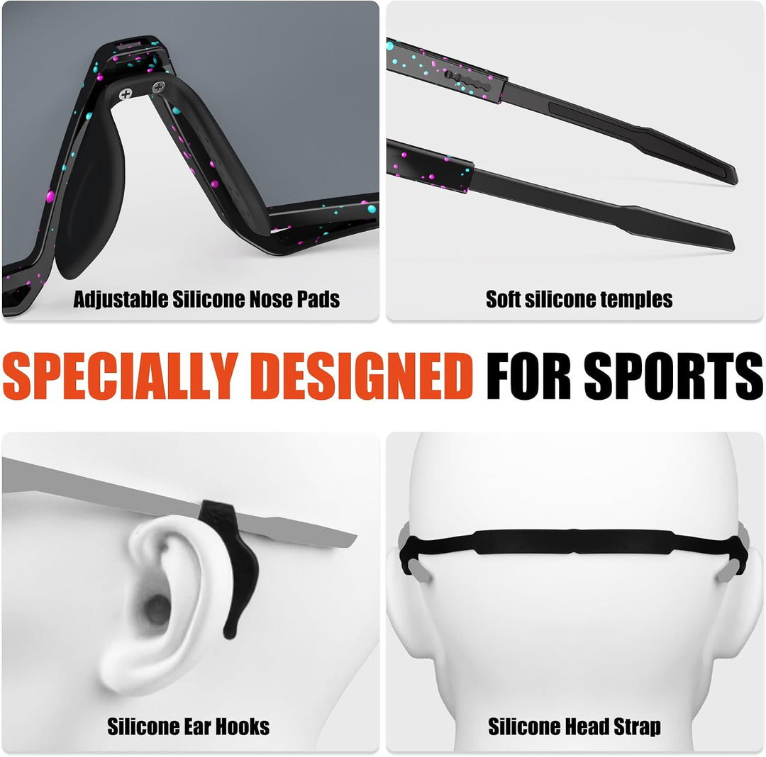 X-TIGER Fahrradbrille, UV400 mit 5 Wechselgläser,Herren Damen Sportbrille, Starker TR90 Frame,Outdoo