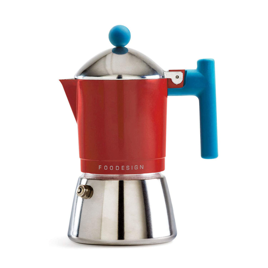 Foodesign Espressokocher Moka Cocca 3 Tassen, modernes Design, für Gas und Induktion, Kessel aus zwe