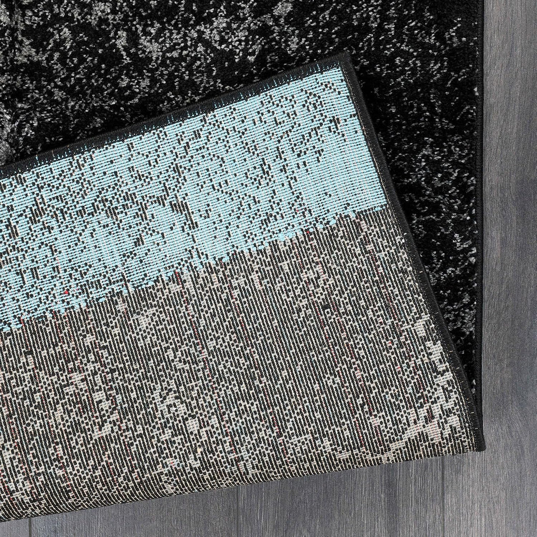 Carpetsale24 Teppich 240x340 cm XL Kurzflor Konturenschnitt in Schwarz Grau Blau Kariertes Design, E
